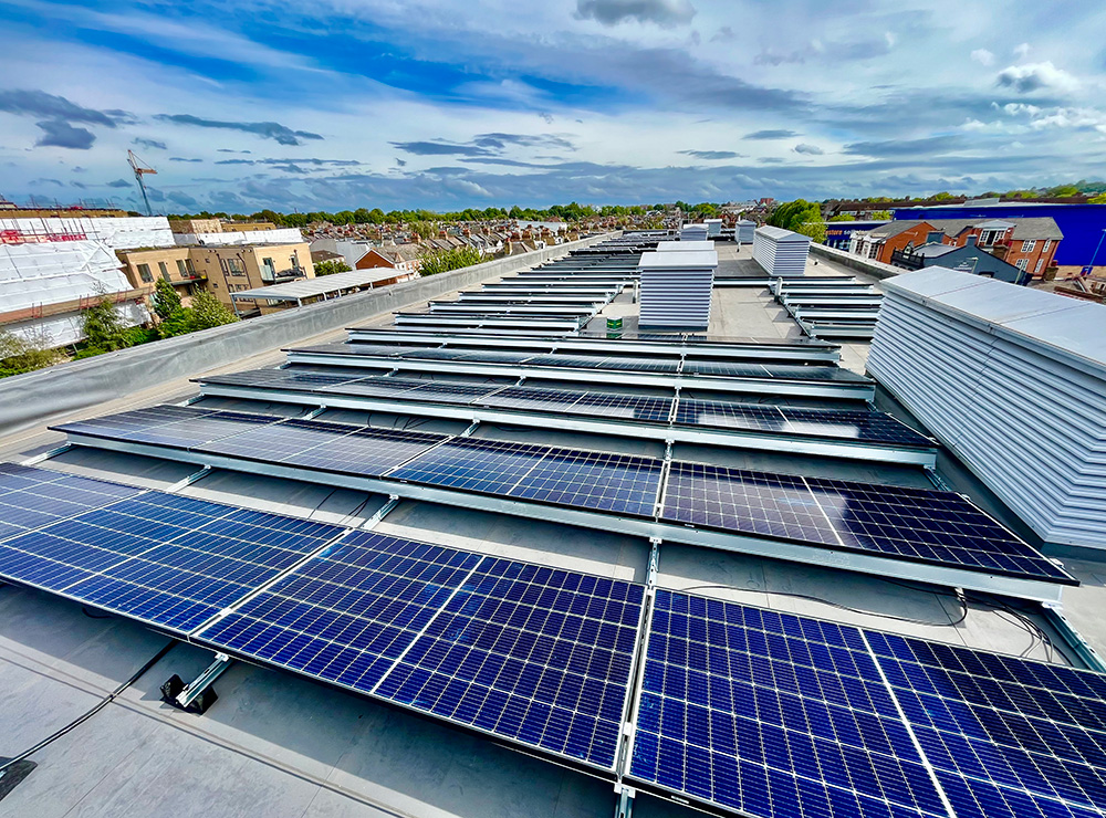 Solar panels on a commercial building